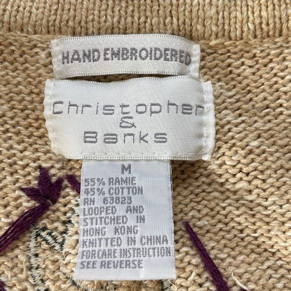 Hand Embroidered Fall Leaf Christopher & Banks Sweater Vest - Picture 13 of 15